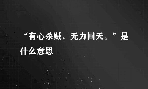 “有心杀贼，无力回天。”是什么意思