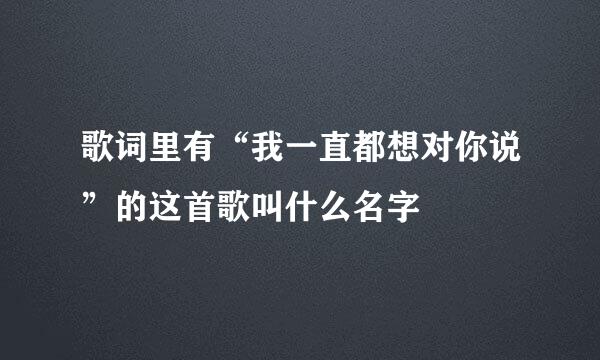 歌词里有“我一直都想对你说”的这首歌叫什么名字