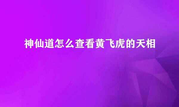 神仙道怎么查看黄飞虎的天相