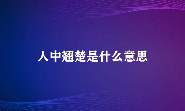 人中翘楚是什么意思