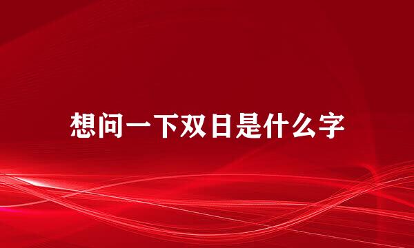 想问一下双日是什么字