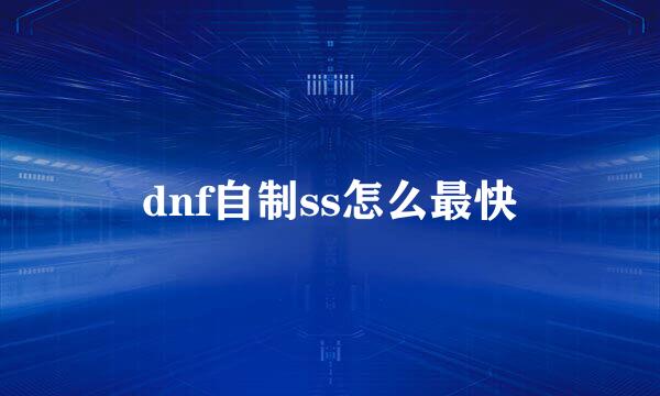 dnf自制ss怎么最快