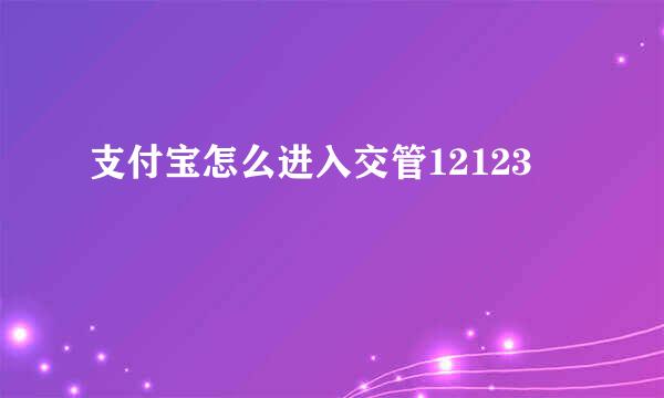 支付宝怎么进入交管12123
