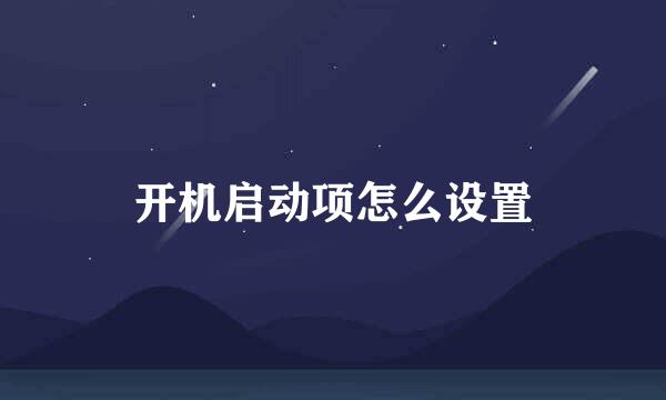开机启动项怎么设置