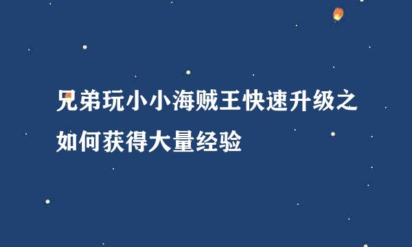 兄弟玩小小海贼王快速升级之如何获得大量经验