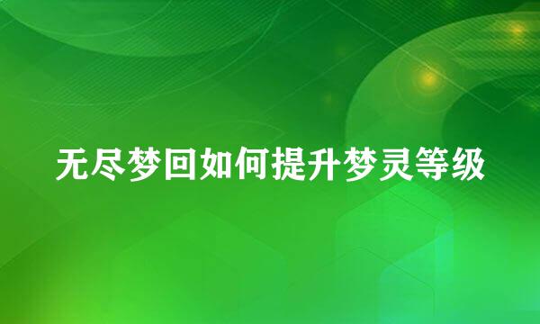 无尽梦回如何提升梦灵等级