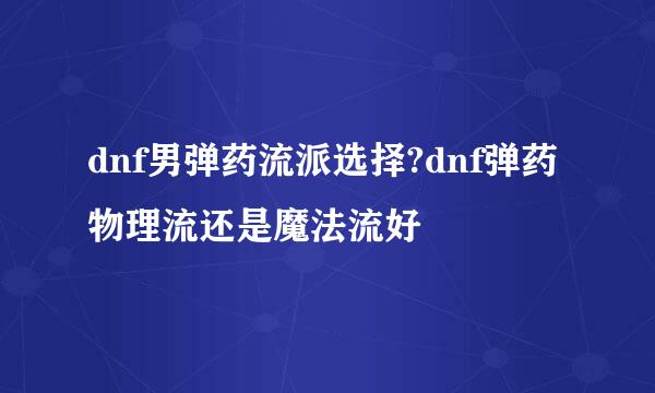 dnf男弹药流派选择?dnf弹药物理流还是魔法流好
