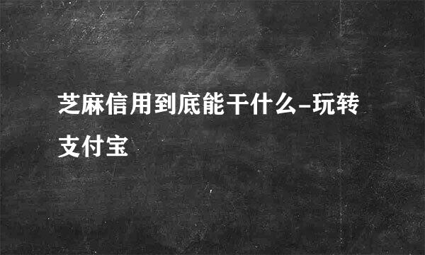 芝麻信用到底能干什么-玩转支付宝