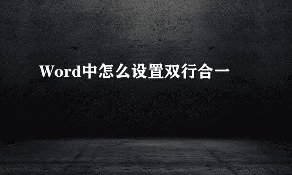 Word中怎么设置双行合一