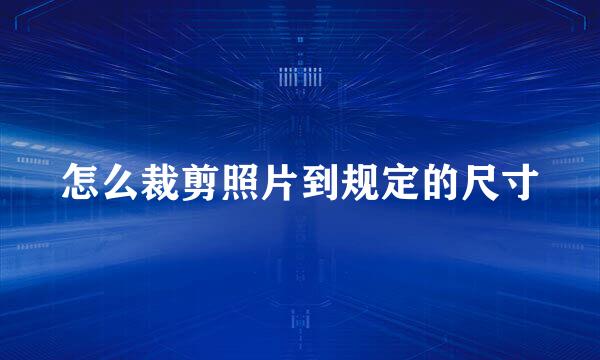 怎么裁剪照片到规定的尺寸
