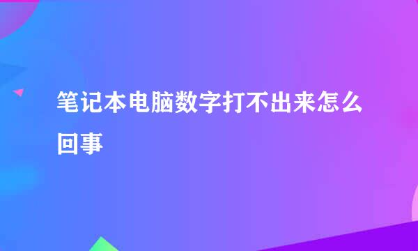 笔记本电脑数字打不出来怎么回事