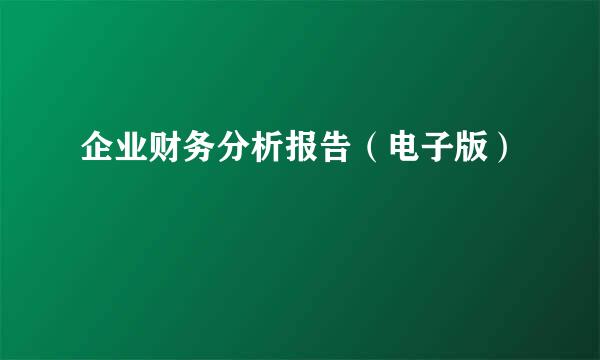 企业财务分析报告（电子版）
