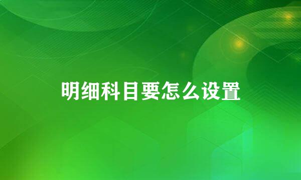 明细科目要怎么设置