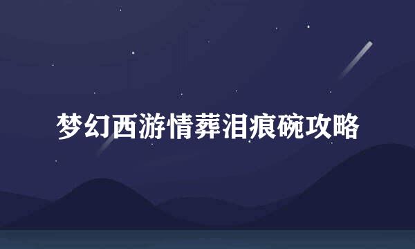 梦幻西游情葬泪痕碗攻略