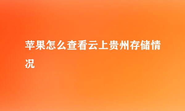 苹果怎么查看云上贵州存储情况