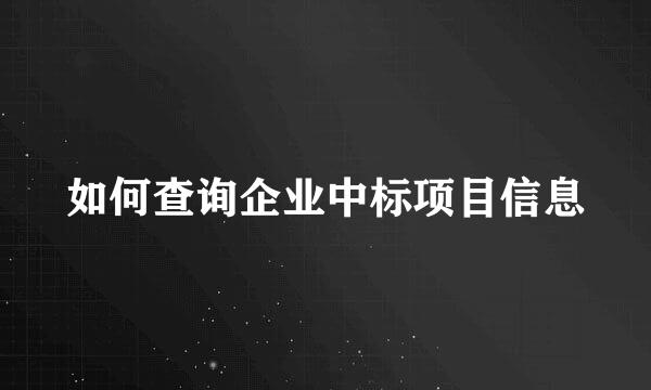 如何查询企业中标项目信息