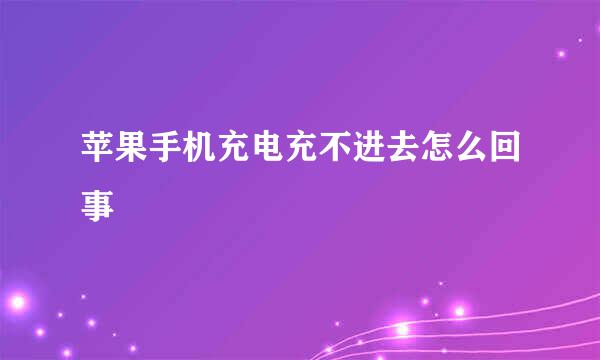 苹果手机充电充不进去怎么回事