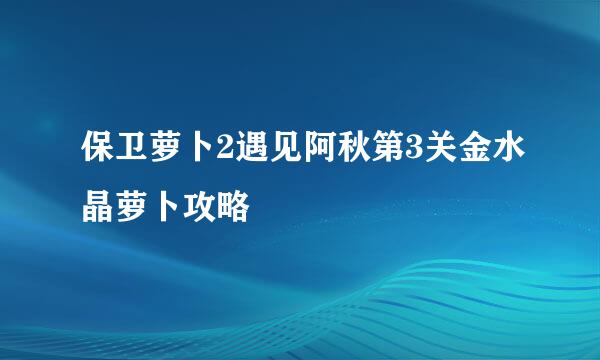 保卫萝卜2遇见阿秋第3关金水晶萝卜攻略