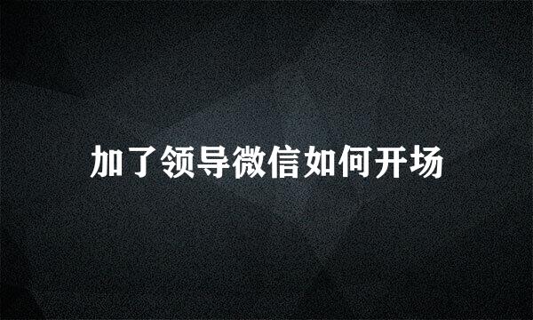 加了领导微信如何开场