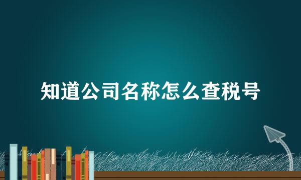 知道公司名称怎么查税号
