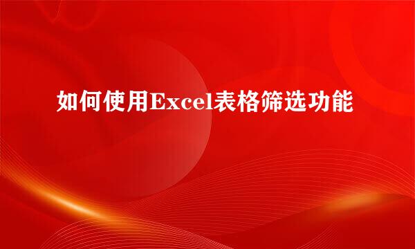如何使用Excel表格筛选功能