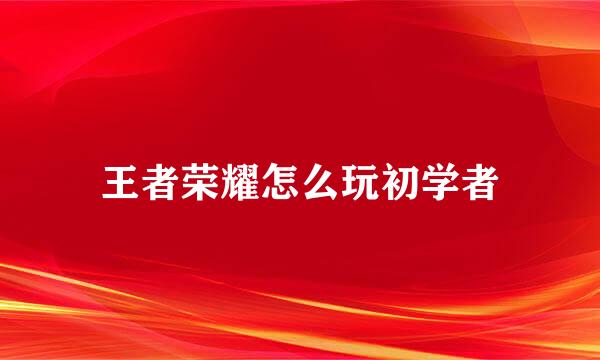 王者荣耀怎么玩初学者
