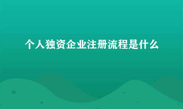 个人独资企业注册流程是什么