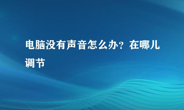 电脑没有声音怎么办？在哪儿调节