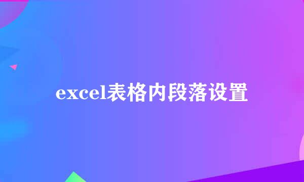 excel表格内段落设置