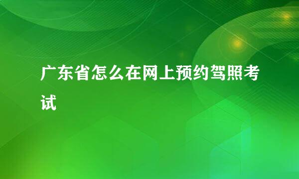 广东省怎么在网上预约驾照考试