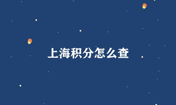 上海积分怎么查
