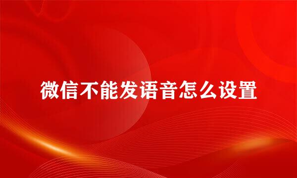 微信不能发语音怎么设置