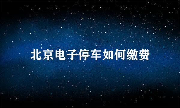 北京电子停车如何缴费