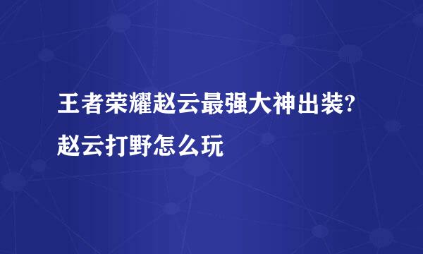 王者荣耀赵云最强大神出装?赵云打野怎么玩