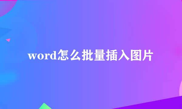 word怎么批量插入图片