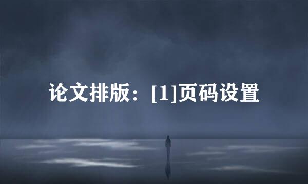 论文排版：[1]页码设置