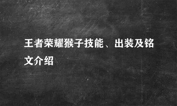 王者荣耀猴子技能、出装及铭文介绍