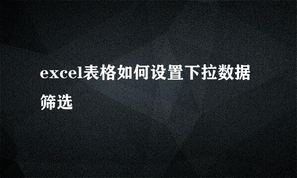 excel表格如何设置下拉数据筛选