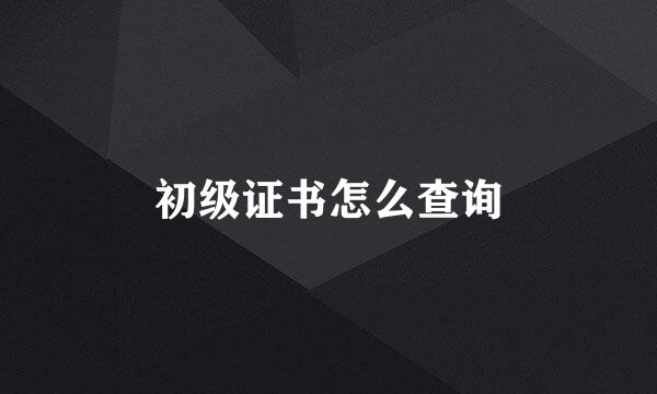 初级证书怎么查询