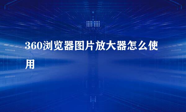 360浏览器图片放大器怎么使用