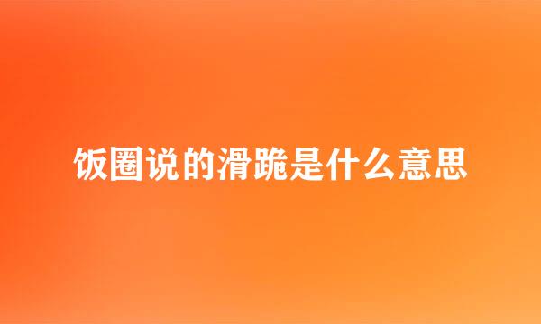 饭圈说的滑跪是什么意思