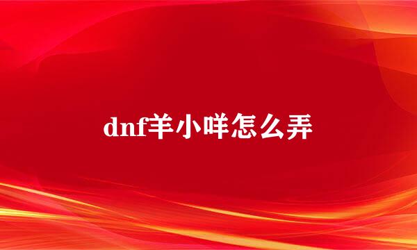 dnf羊小咩怎么弄