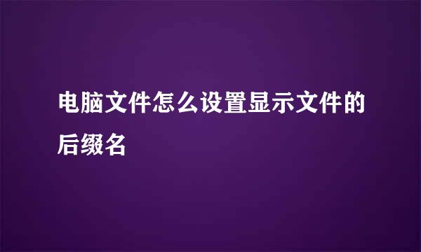 电脑文件怎么设置显示文件的后缀名