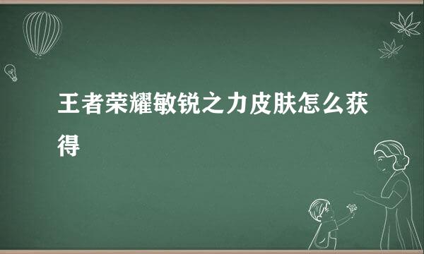 王者荣耀敏锐之力皮肤怎么获得