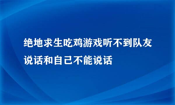 绝地求生吃鸡游戏听不到队友说话和自己不能说话