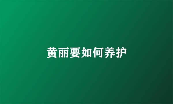 黄丽要如何养护