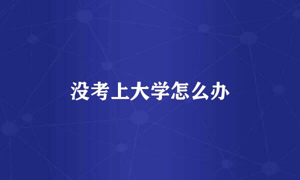 没考上大学怎么办