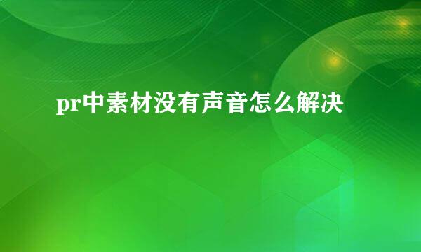 pr中素材没有声音怎么解决