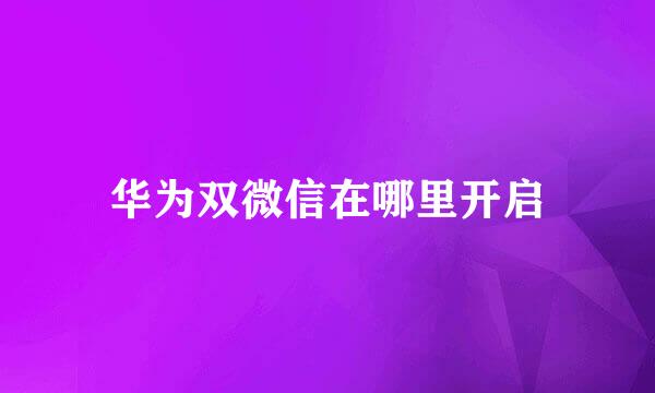 华为双微信在哪里开启