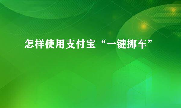 怎样使用支付宝“一键挪车”